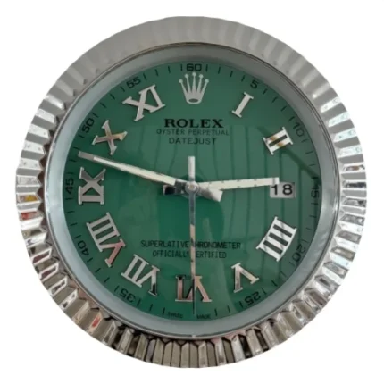 Datejust Roman Dial Silver & Green | Wall Clock