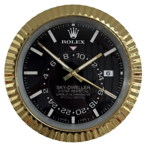 RolexSkyDwellerWallClockGoldandBlackWithDate1-85d6
